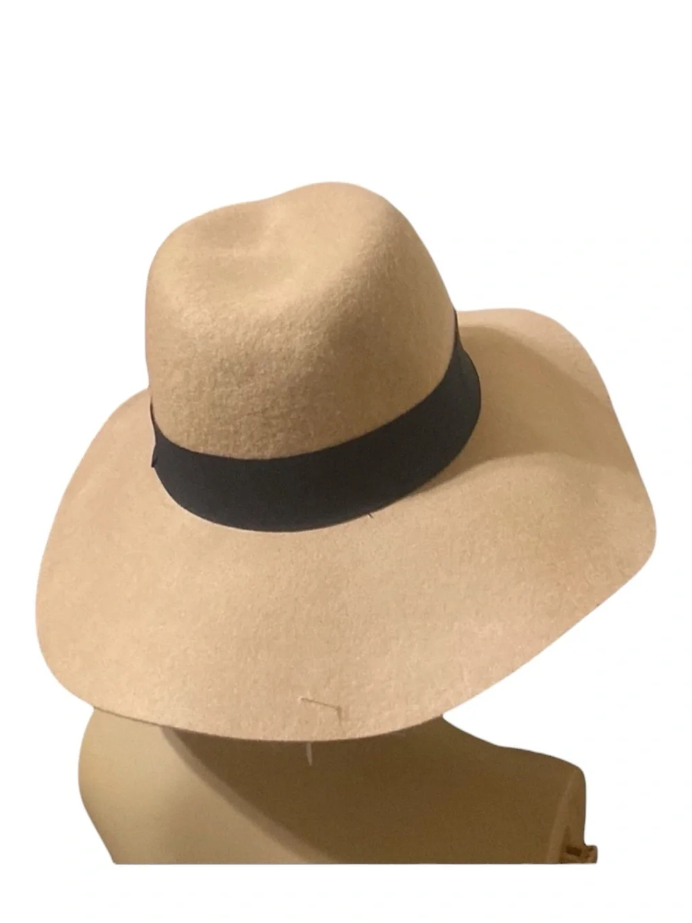 Michael Stars Tan Grande 100% Wool Fedora (with Wide Brim) Black Band OS